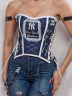New York Yankees Baseball Team Corset Top - Mologoko Couture
